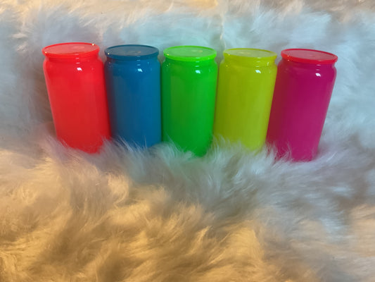 16oz Neon Glass Cups