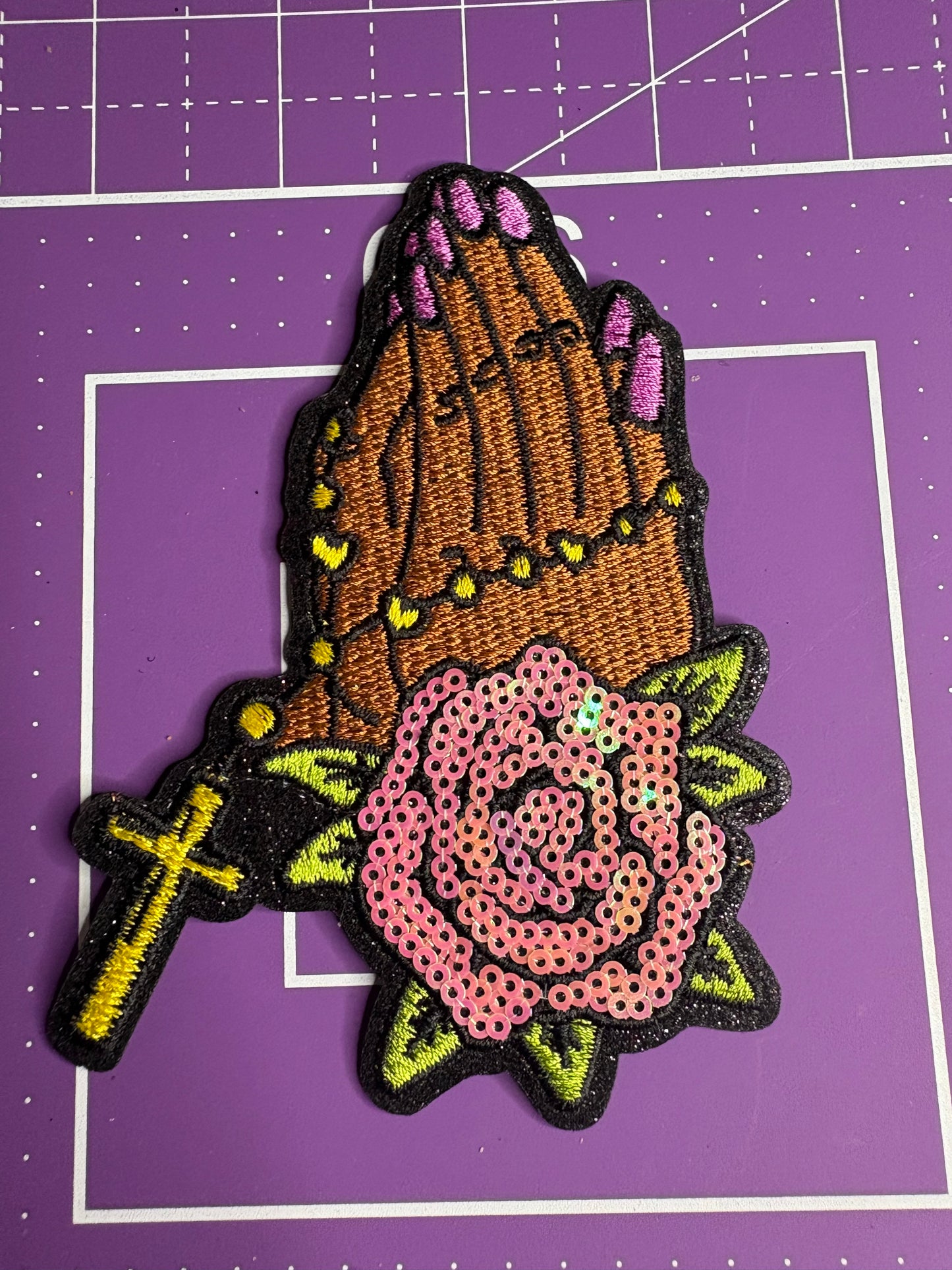 Praying Hands Sequin Patch