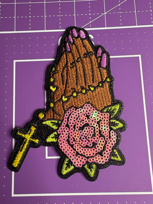 Praying Hands Sequin Patch