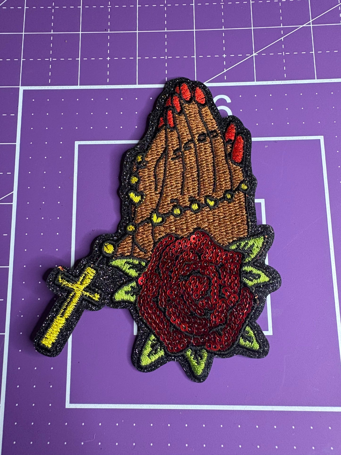 Praying Hands Sequin Patch