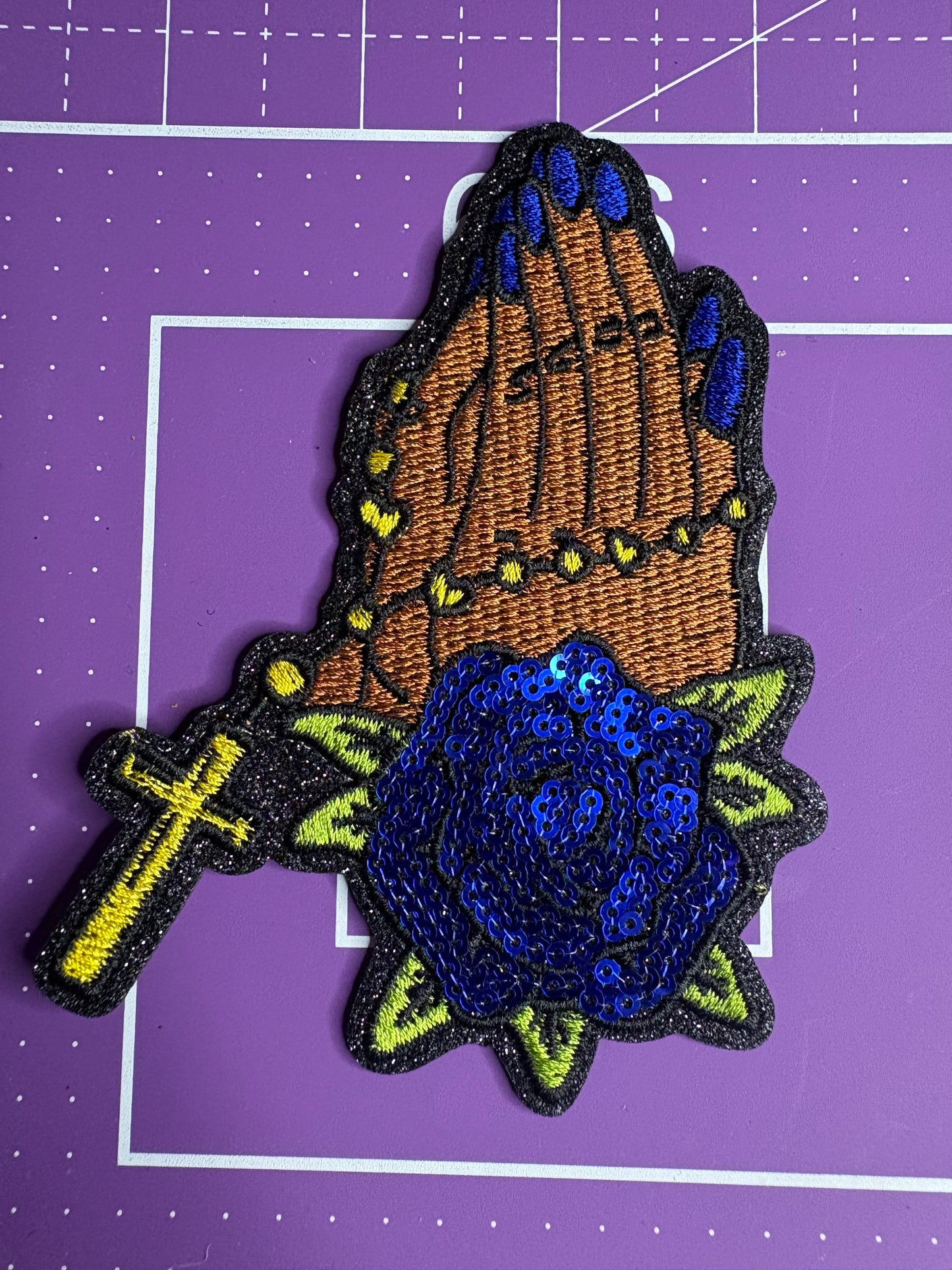 Praying Hands Sequin Patch