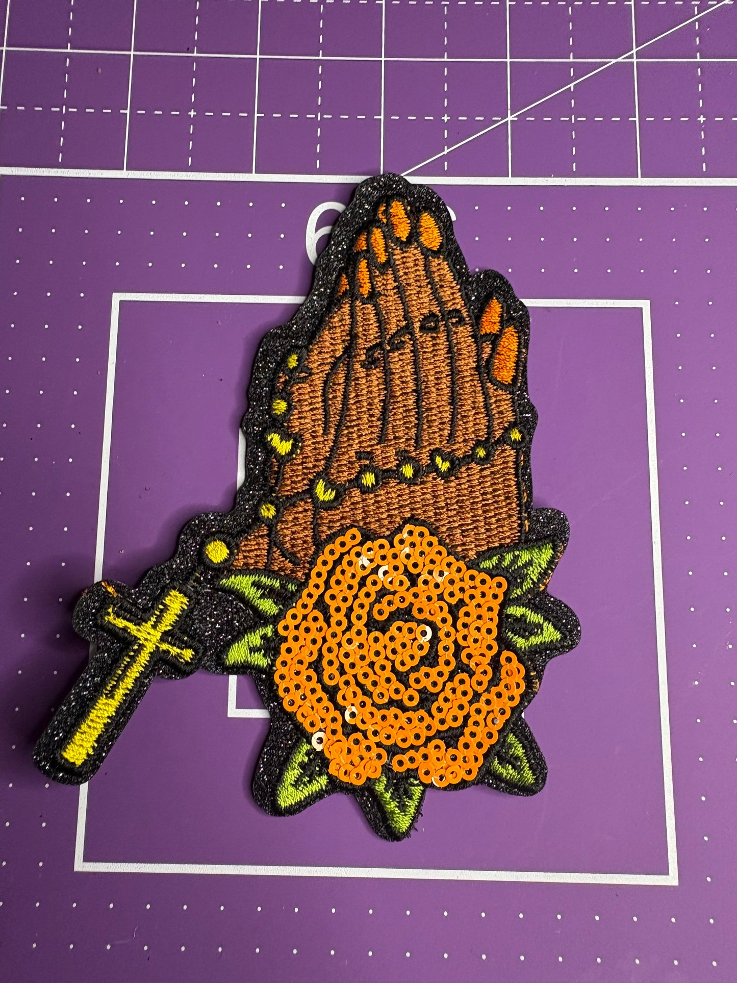 Praying Hands Sequin Patch