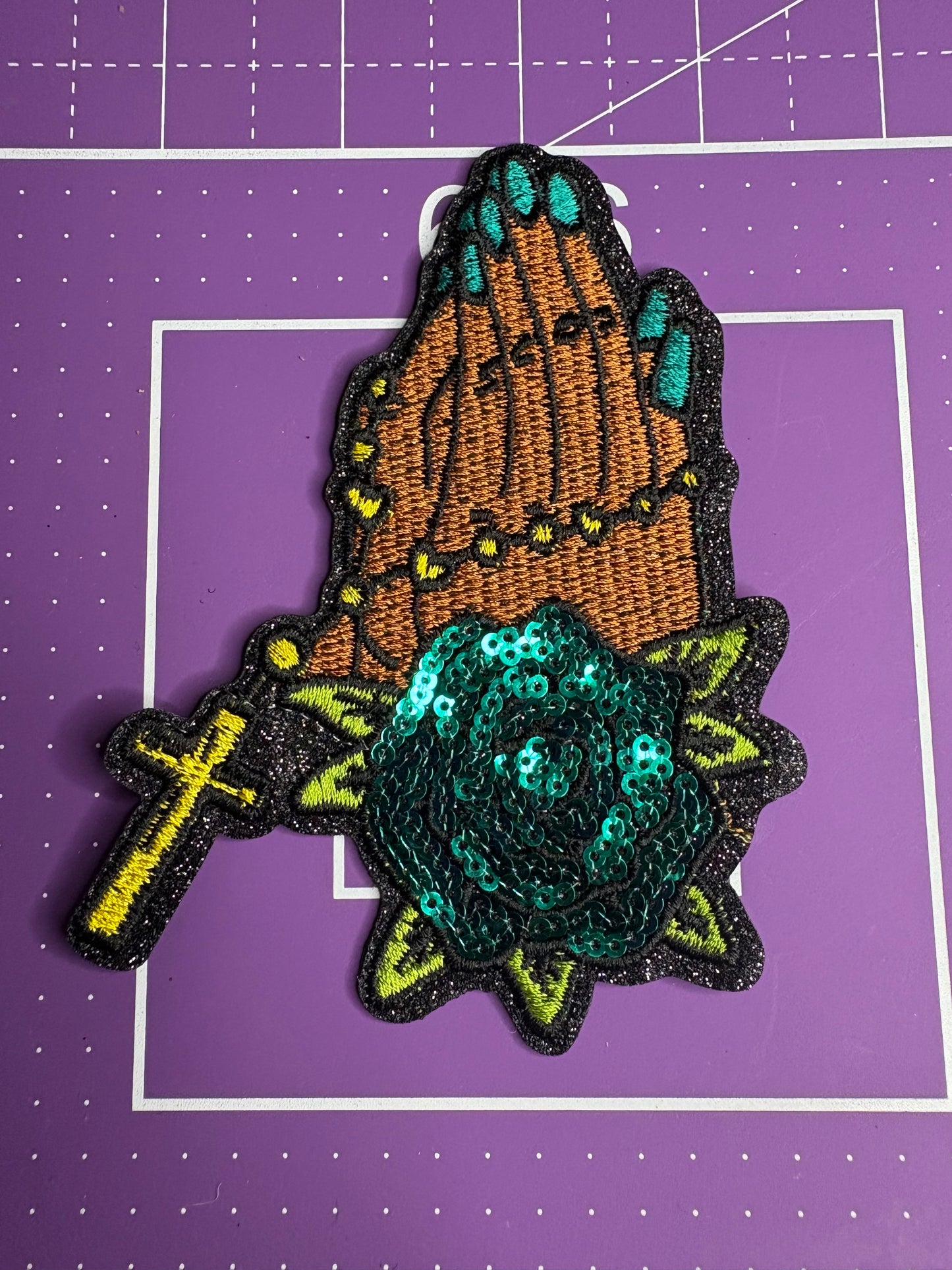 Praying Hands Sequin Patch