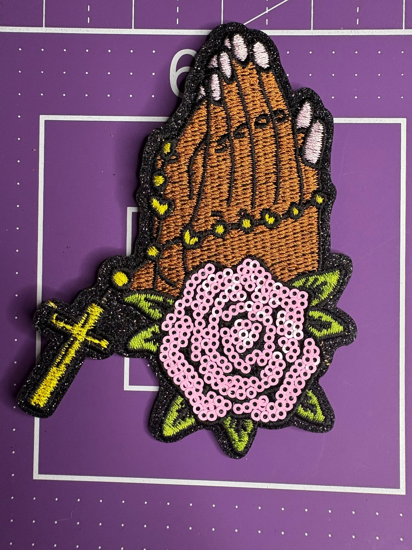 Praying Hands Sequin Patch