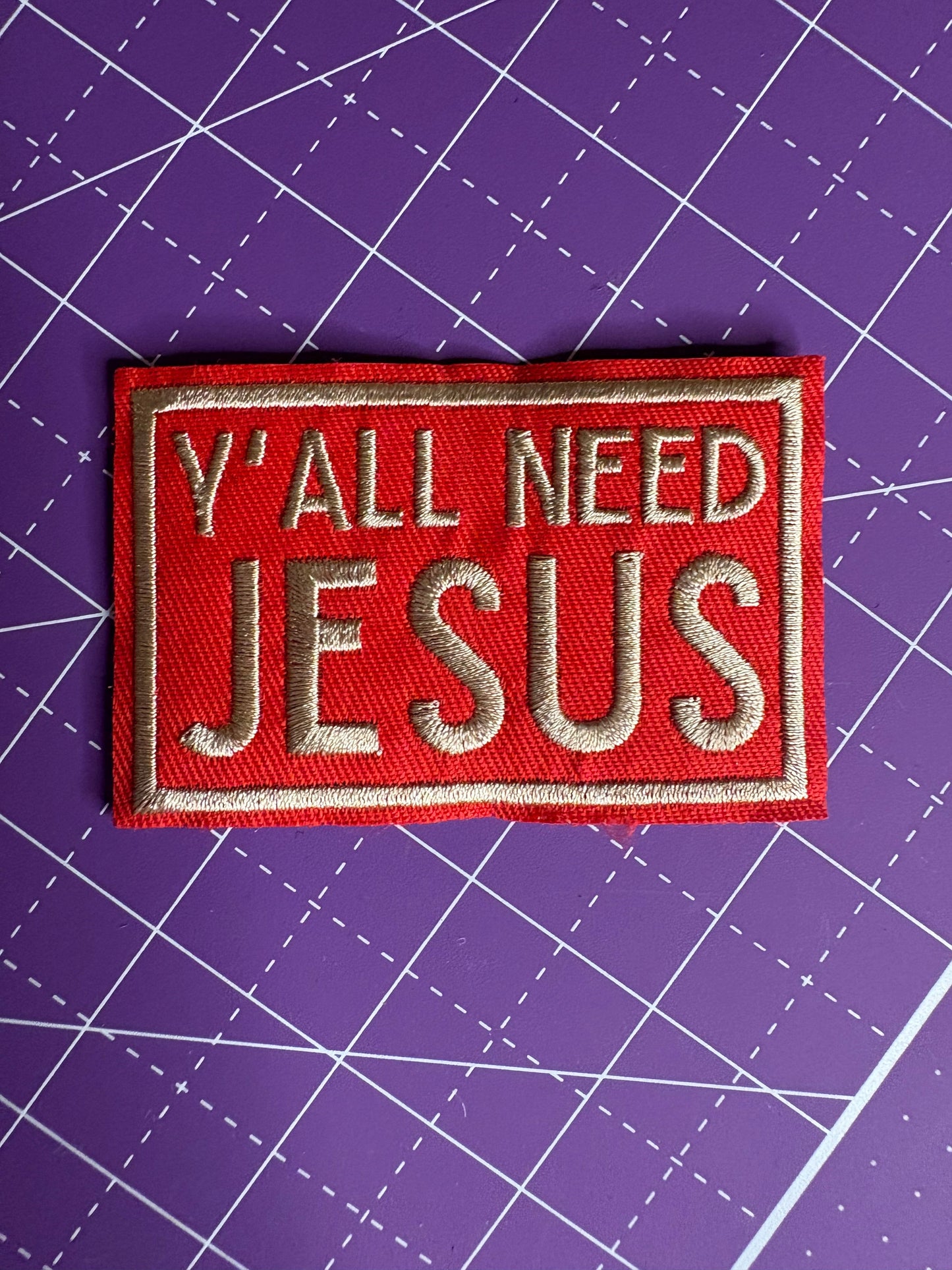 Jesus Saves Embroidered Patch Set – Red & Black